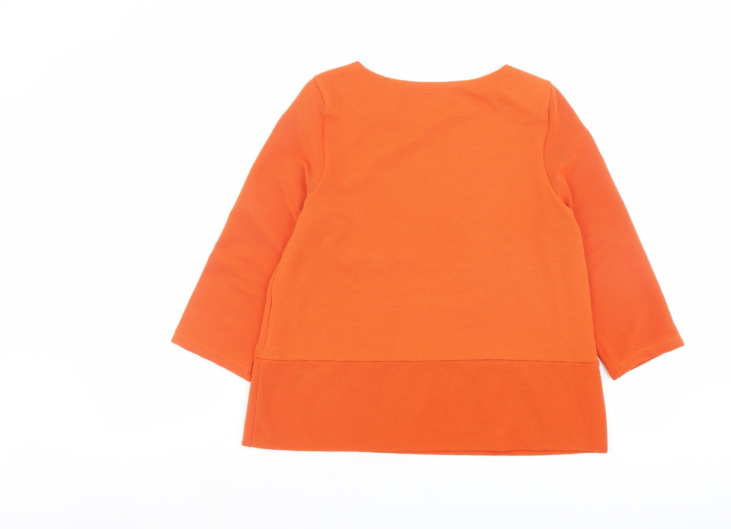 Zara Womens Orange Polyester Basic Blouse Size S Round Neck
