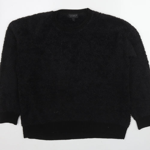 Topshop Womens Black Polyester Pullover Sweatshirt Size 8 Pullover