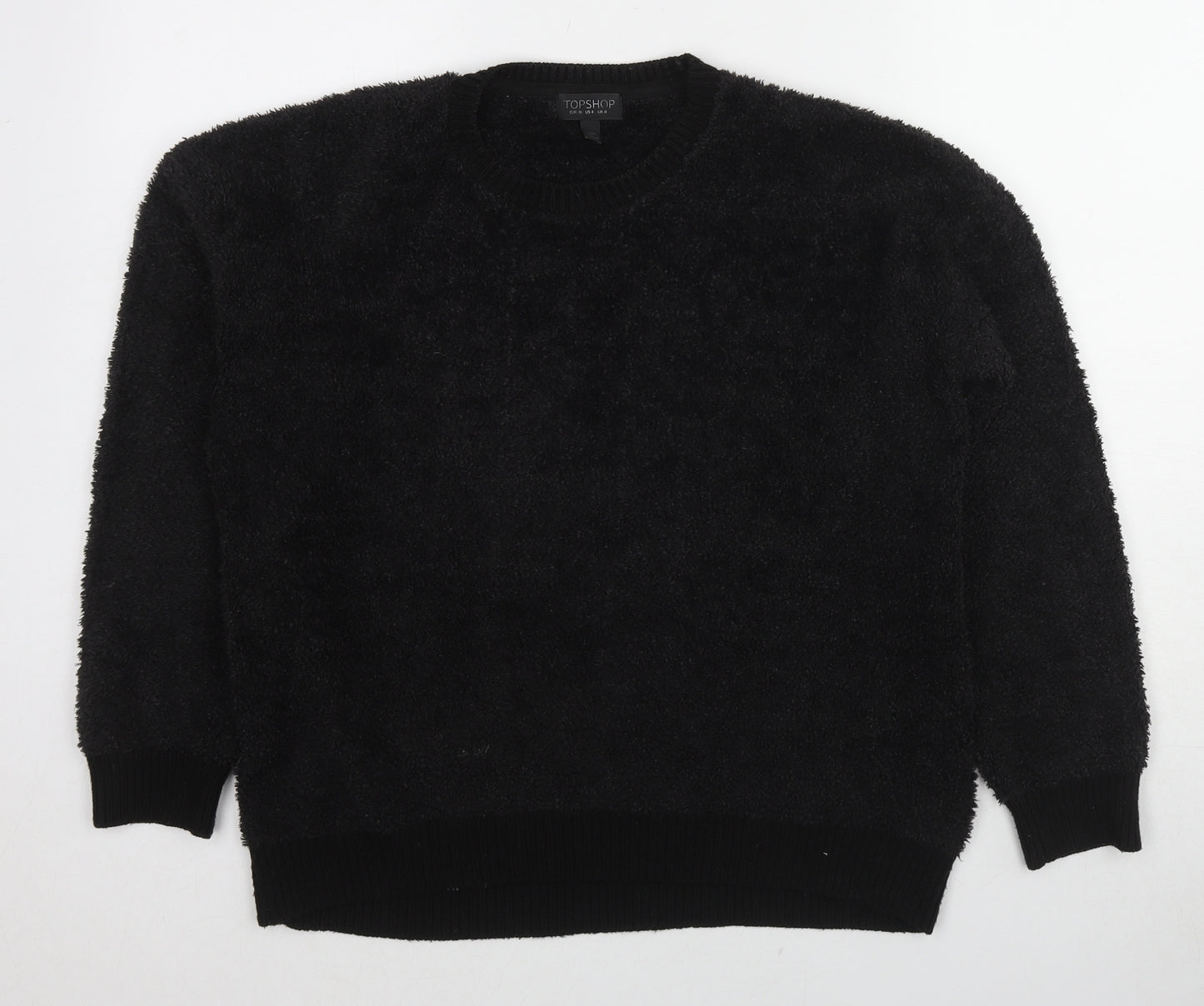 Topshop Womens Black Polyester Pullover Sweatshirt Size 8 Pullover