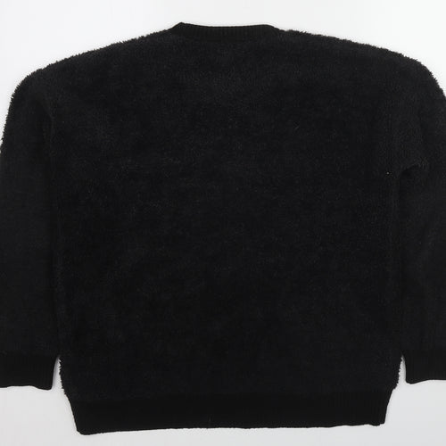 Topshop Womens Black Polyester Pullover Sweatshirt Size 8 Pullover