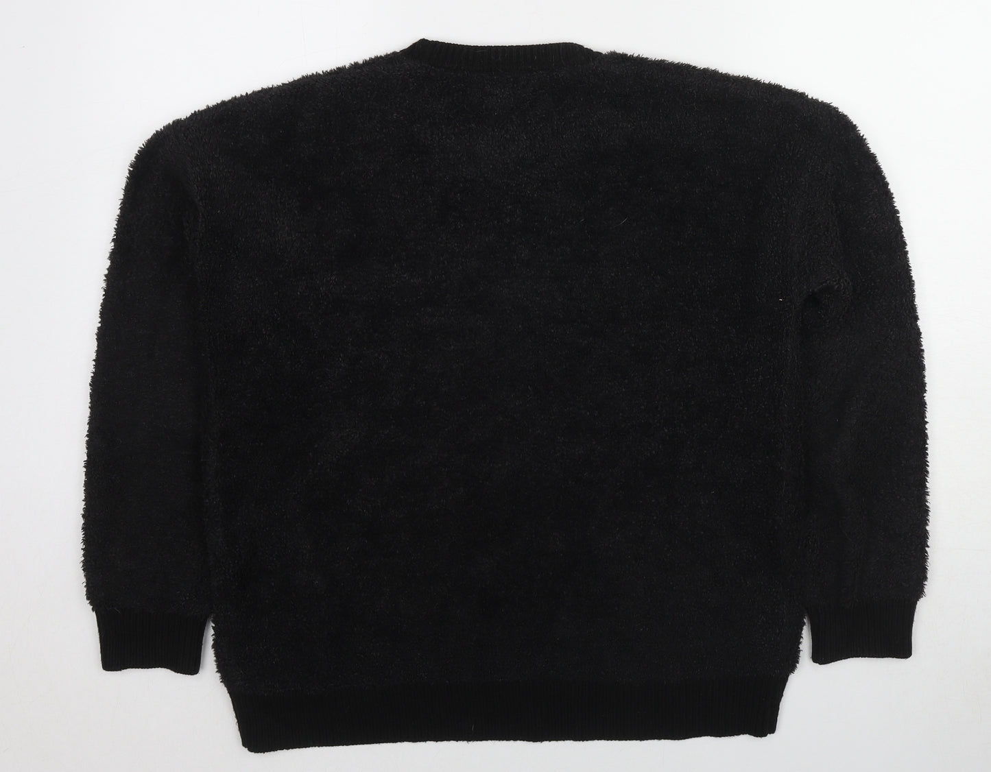 Topshop Womens Black Polyester Pullover Sweatshirt Size 8 Pullover