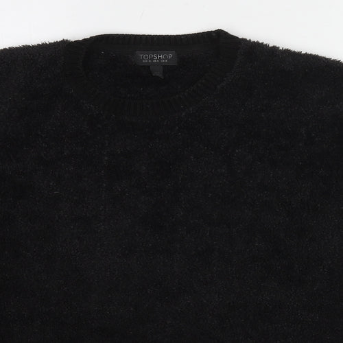 Topshop Womens Black Polyester Pullover Sweatshirt Size 8 Pullover