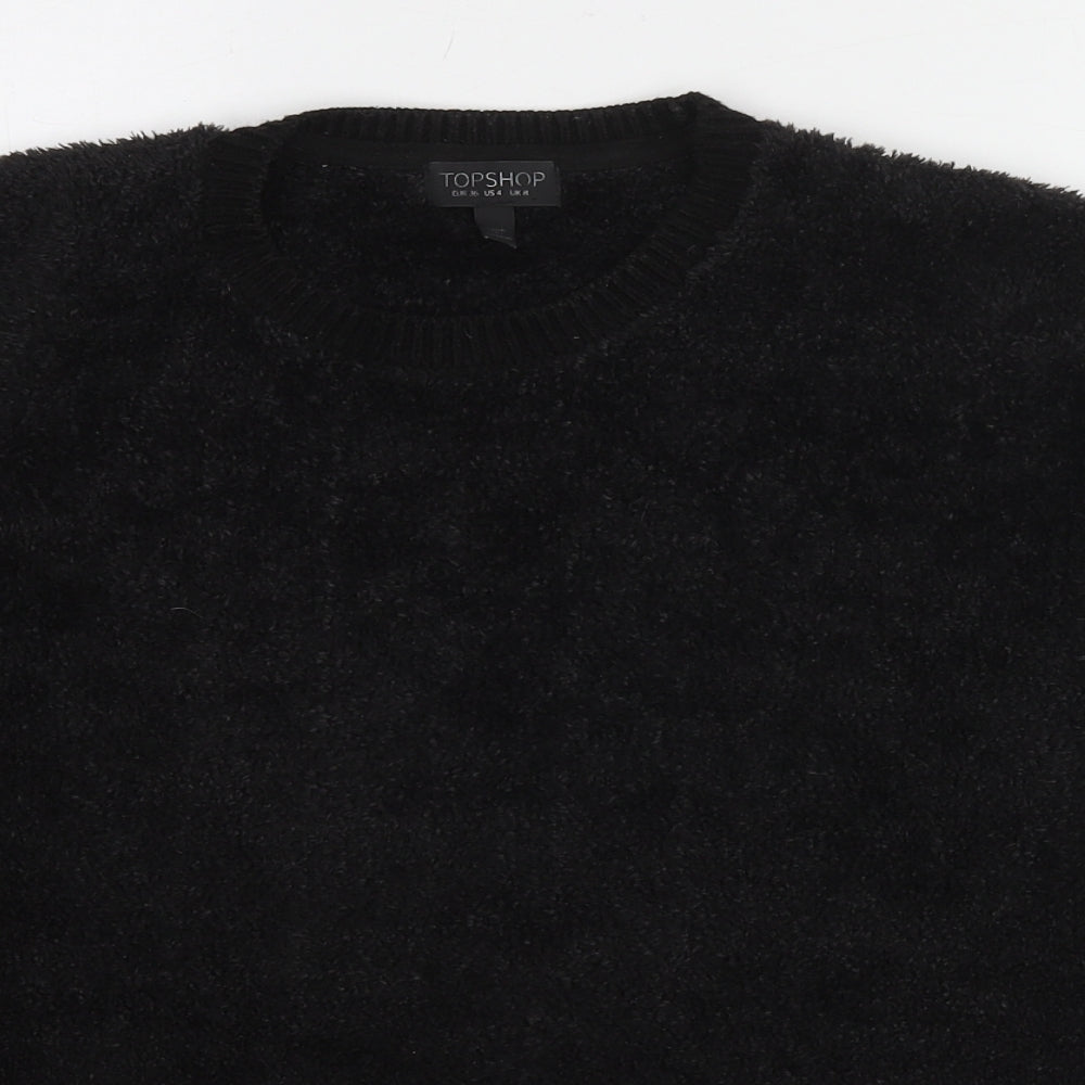 Topshop Womens Black Polyester Pullover Sweatshirt Size 8 Pullover