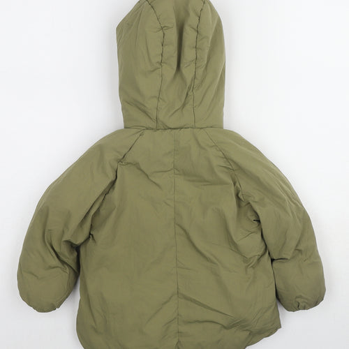 Zara Girls Green Basic Coat Coat Size 18-24 Months Zip