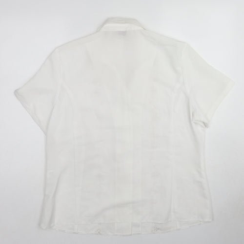 EWM Womens White Polyester Basic Button-Up Size 18 Collared
