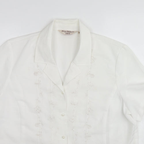 EWM Womens White Polyester Basic Button-Up Size 18 Collared