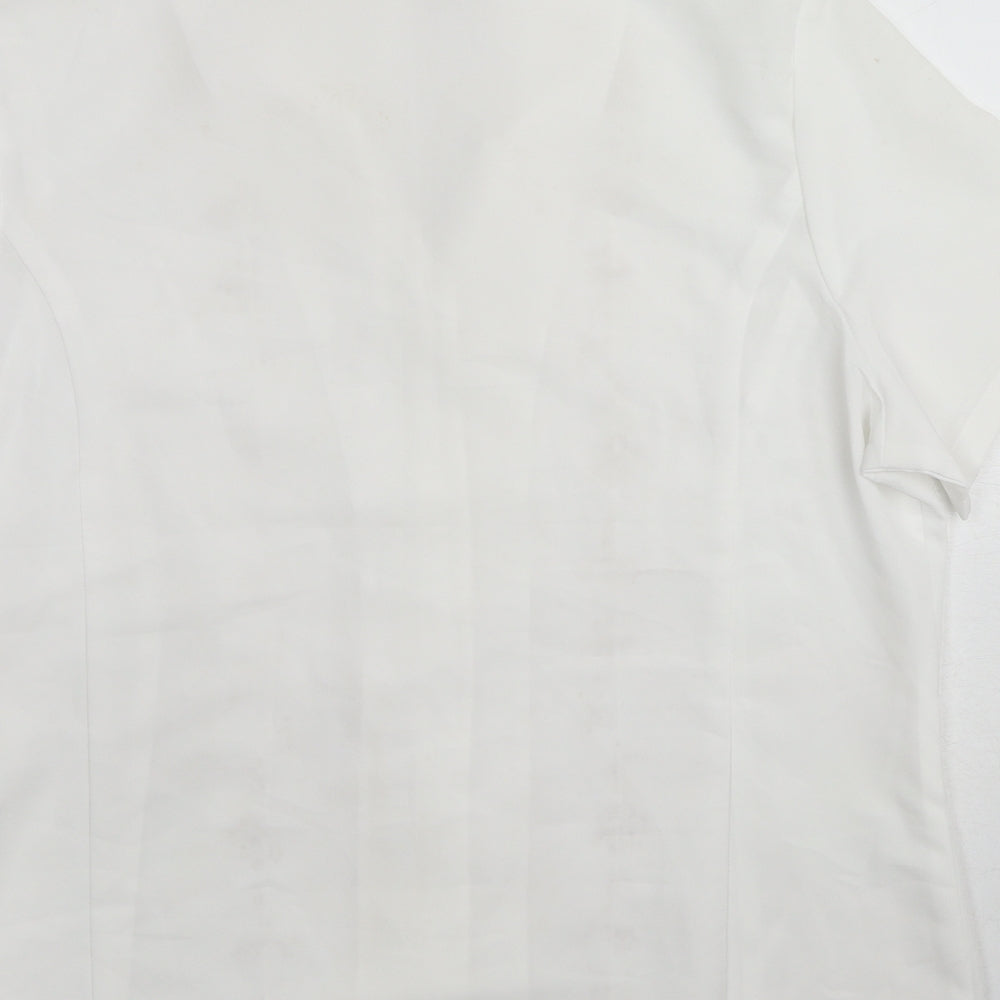EWM Womens White Polyester Basic Button-Up Size 18 Collared