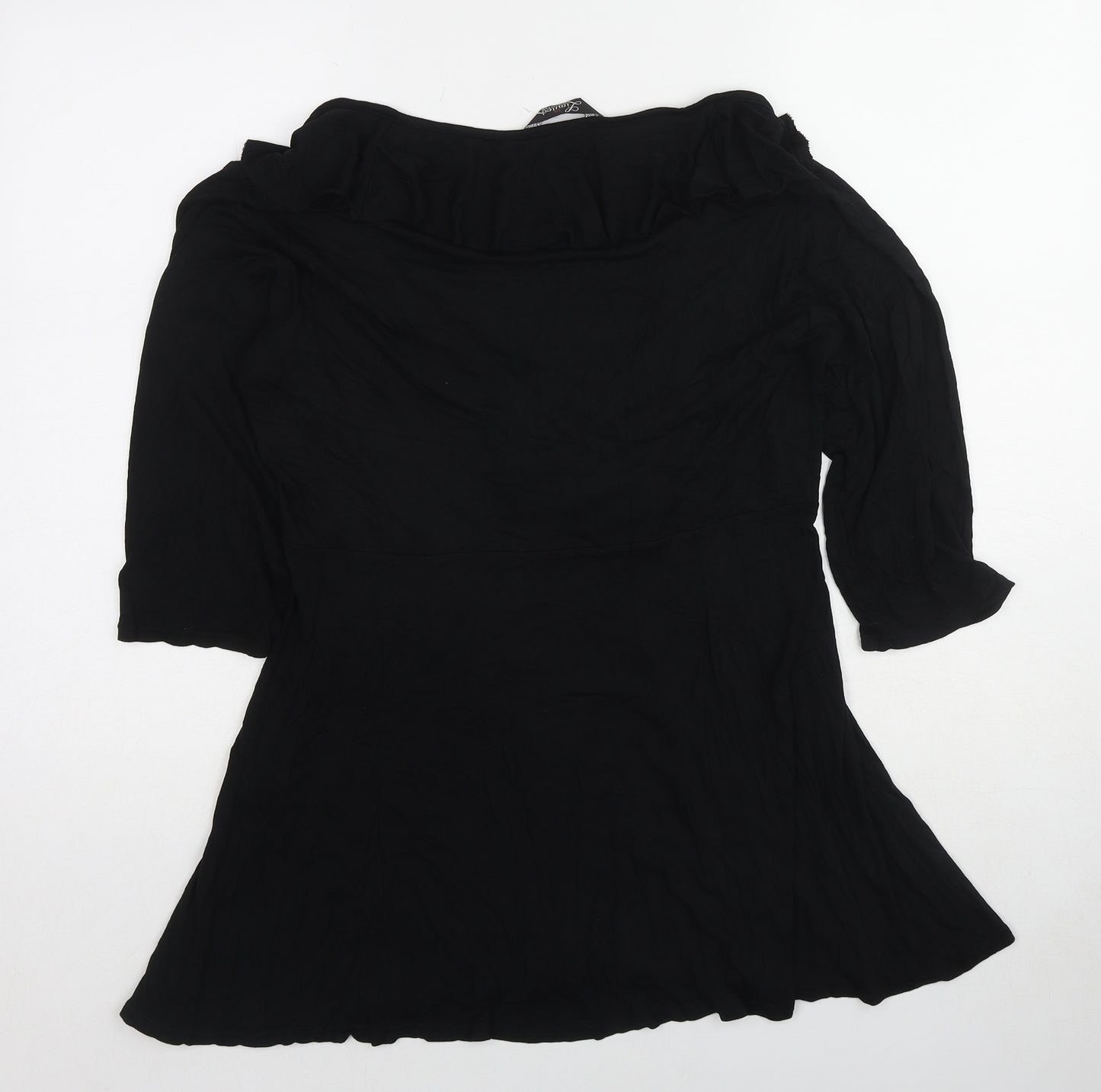Yours Womens Black Viscose Basic Blouse Size 18 Round Neck