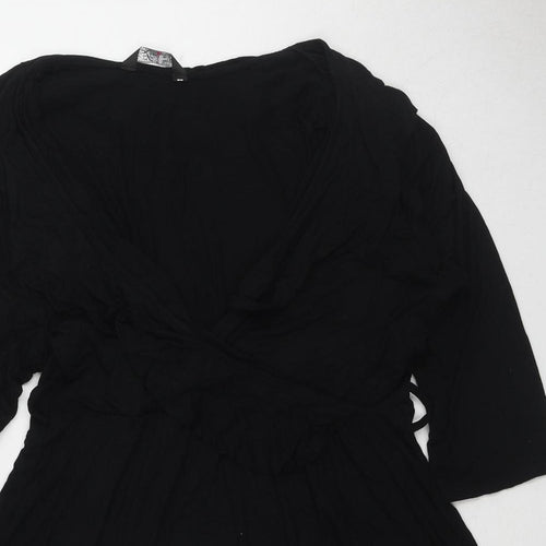 Yours Womens Black Viscose Basic Blouse Size 18 Round Neck