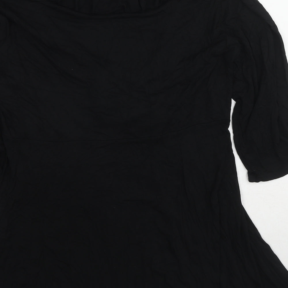 Yours Womens Black Viscose Basic Blouse Size 18 Round Neck
