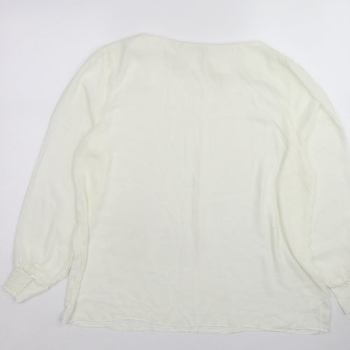 Marina Kaneva Womens White Polyester Basic Blouse Size 18 Round Neck