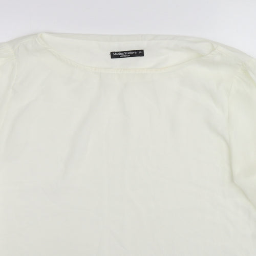 Marina Kaneva Womens White Polyester Basic Blouse Size 18 Round Neck