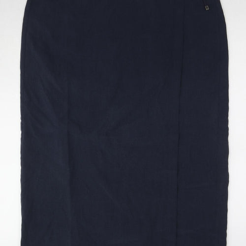 Marks and Spencer Womens Blue Lyocell Wrap Skirt Size 20 Button
