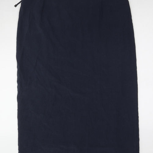 Marks and Spencer Womens Blue Lyocell Wrap Skirt Size 20 Button