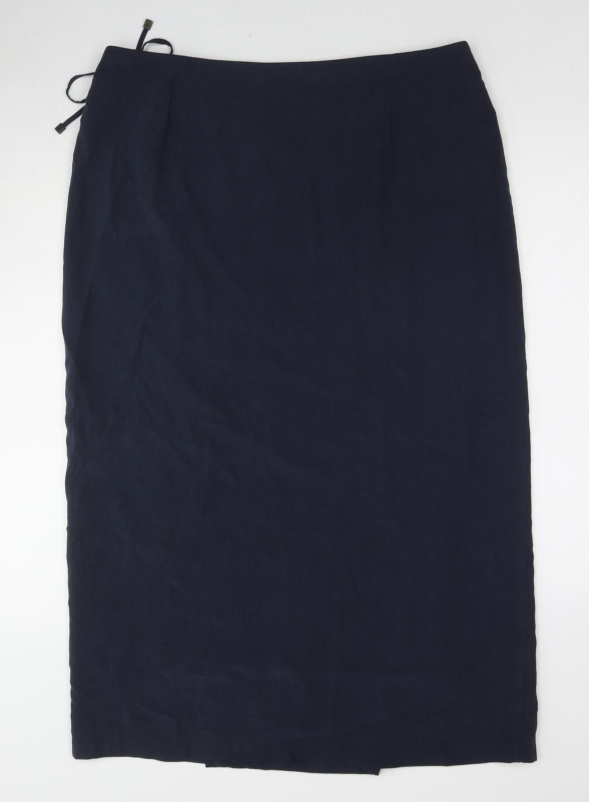 Marks and Spencer Womens Blue Lyocell Wrap Skirt Size 20 Button