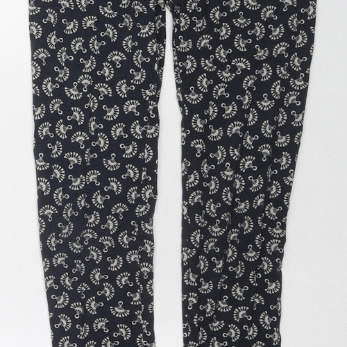 Jack Wills Womens Blue Geometric Cotton Carrot Leggings Size 8 L28 in - Logo Waistband