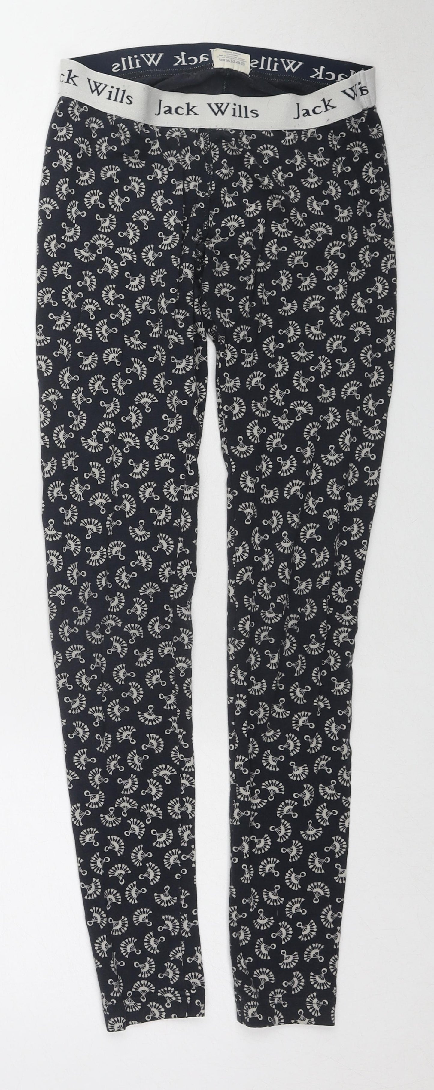 Jack Wills Womens Blue Geometric Cotton Carrot Leggings Size 8 L28 in - Logo Waistband