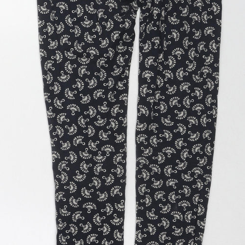 Jack Wills Womens Blue Geometric Cotton Carrot Leggings Size 8 L28 in - Logo Waistband