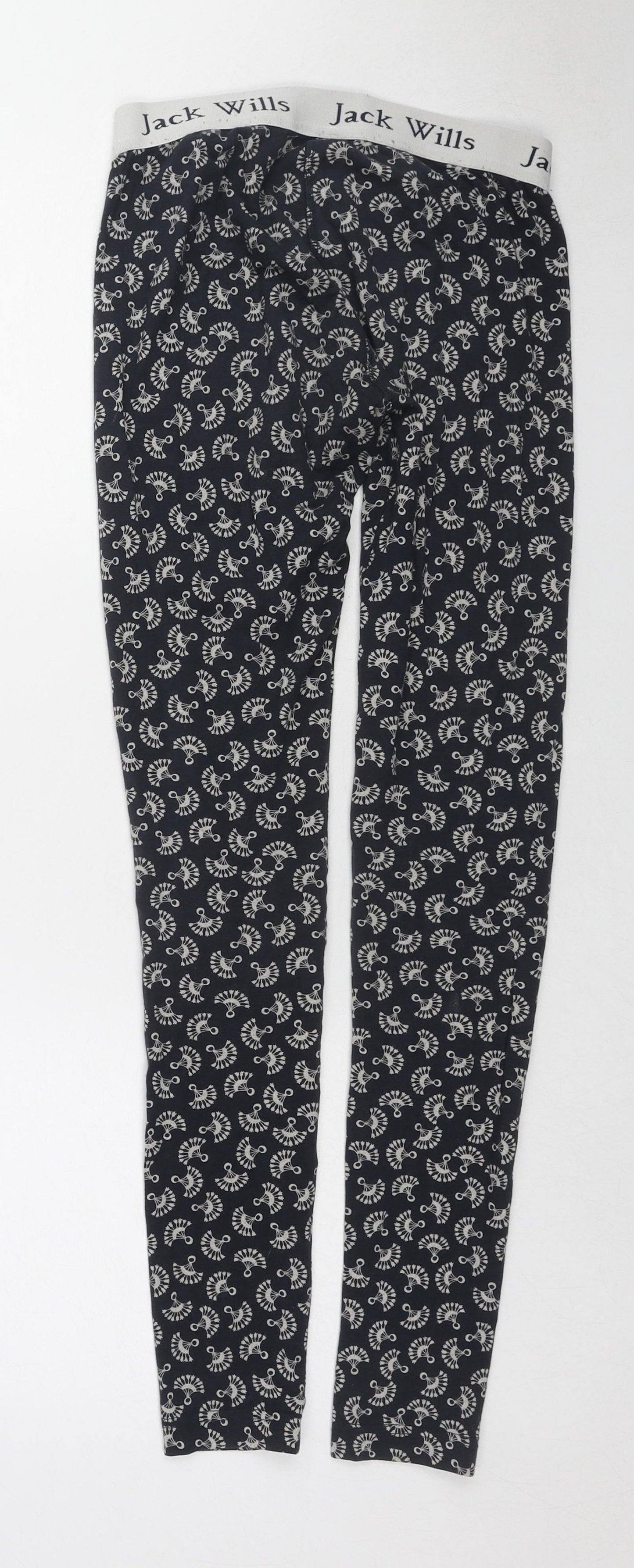 Jack Wills Womens Blue Geometric Cotton Carrot Leggings Size 8 L28 in - Logo Waistband