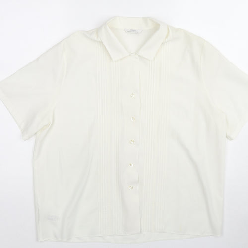 St Michael Womens White Polyester Basic Button-Up Size 16 Collared