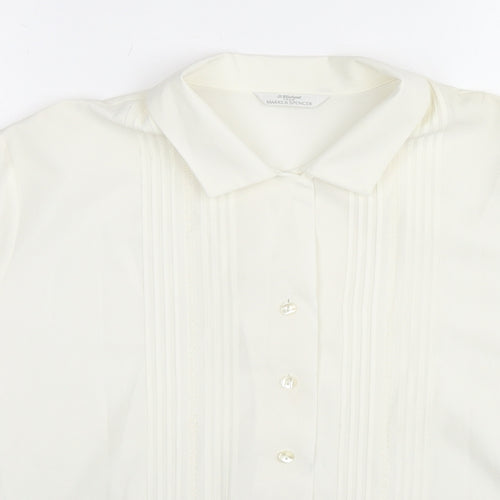 St Michael Womens White Polyester Basic Button-Up Size 16 Collared