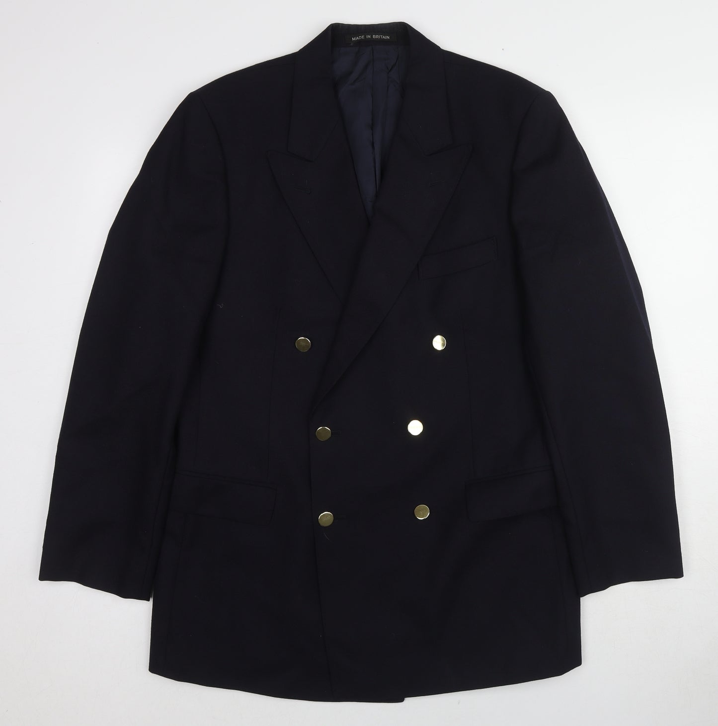 Executex Mens Blue Wool Jacket Blazer Size 40 Regular