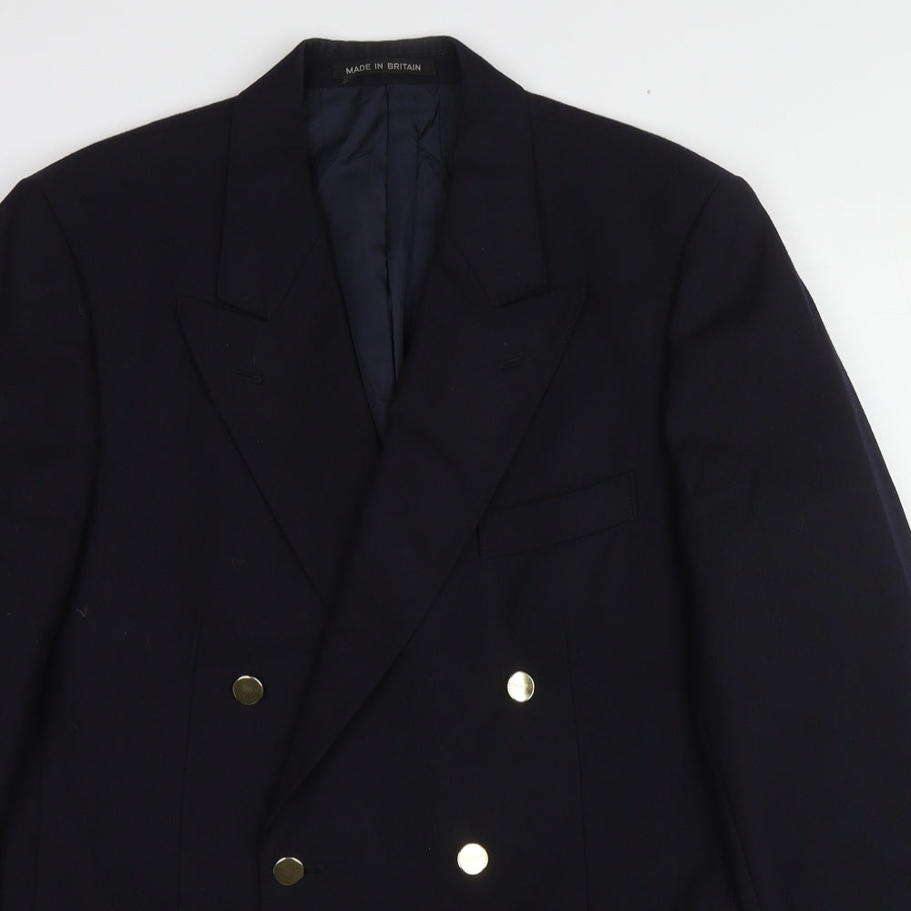 Executex Mens Blue Wool Jacket Blazer Size 40 Regular