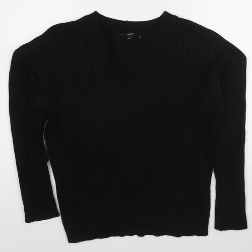 NEXT Womens Black V-Neck Viscose Pullover Jumper Size L