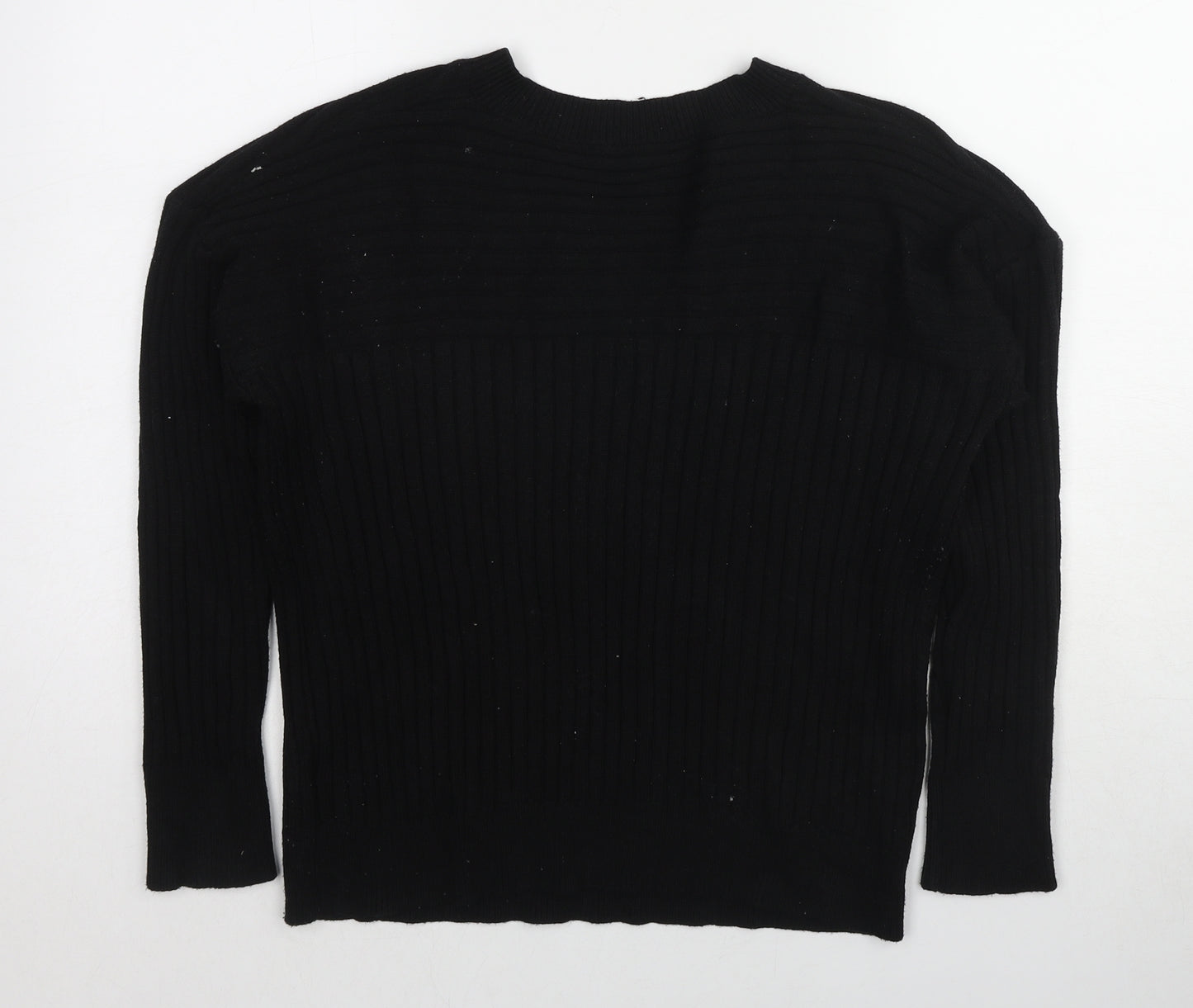 NEXT Womens Black V-Neck Viscose Pullover Jumper Size L