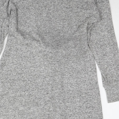 Topshop Womens Grey Polyester Jumper Dress Size 10 Round Neck Pullover
