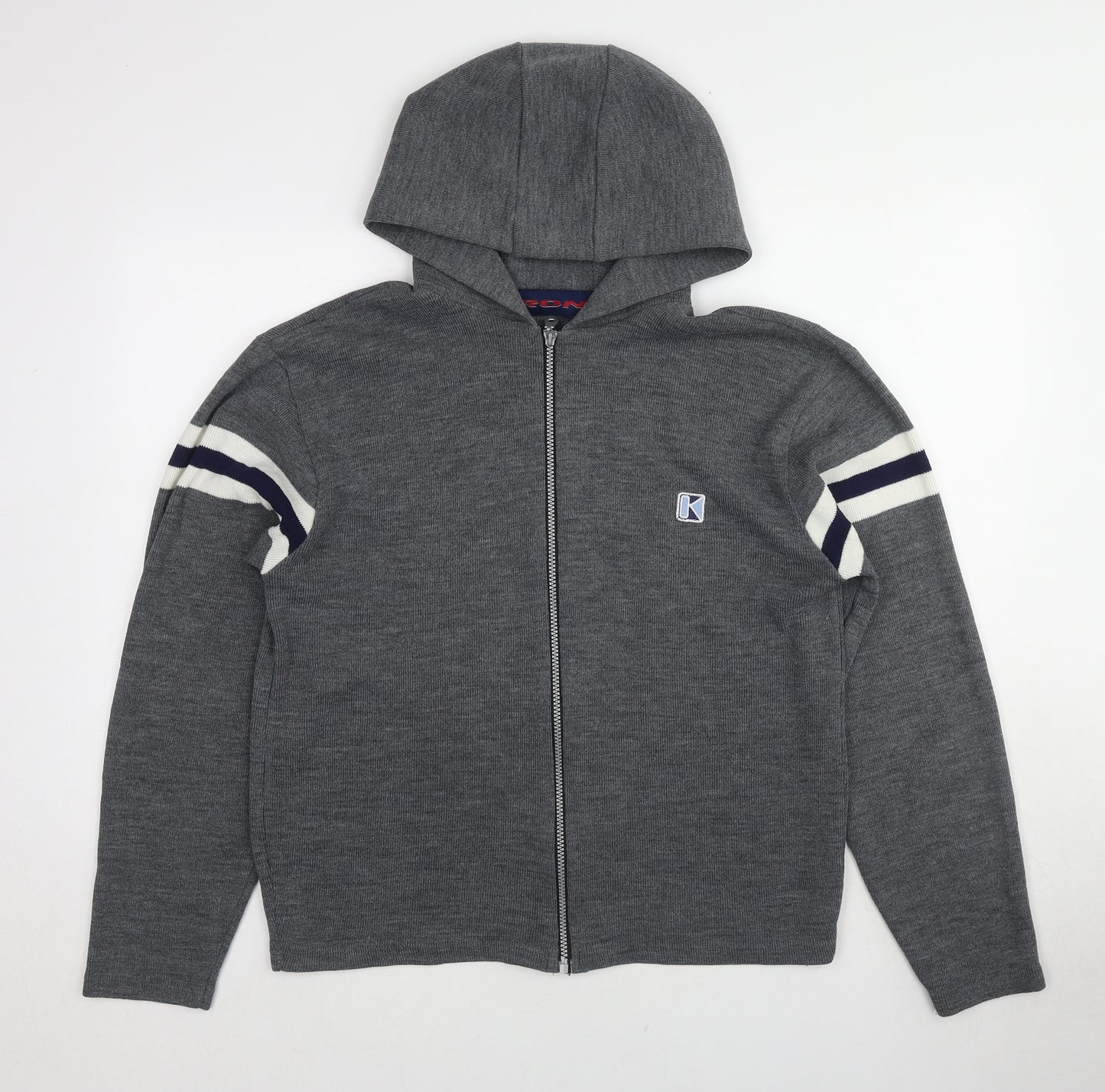 Kronk Mens Grey Acrylic Full Zip Hoodie Size M
