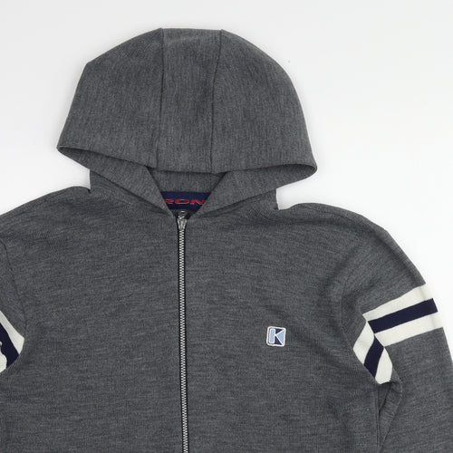 Kronk Mens Grey Acrylic Full Zip Hoodie Size M