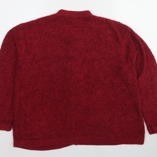 First Womens Red Round Neck Polyester Cardigan Jumper Size 16