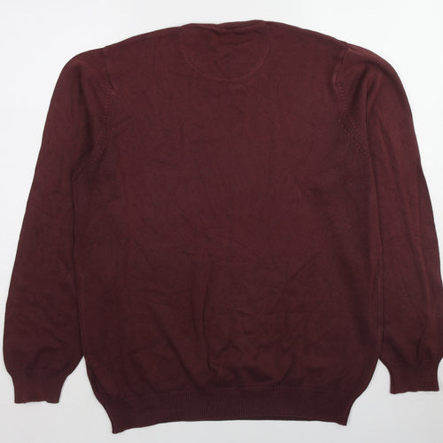 Marks and Spencer Womens Red Round Neck Cotton Pullover Jumper Size L