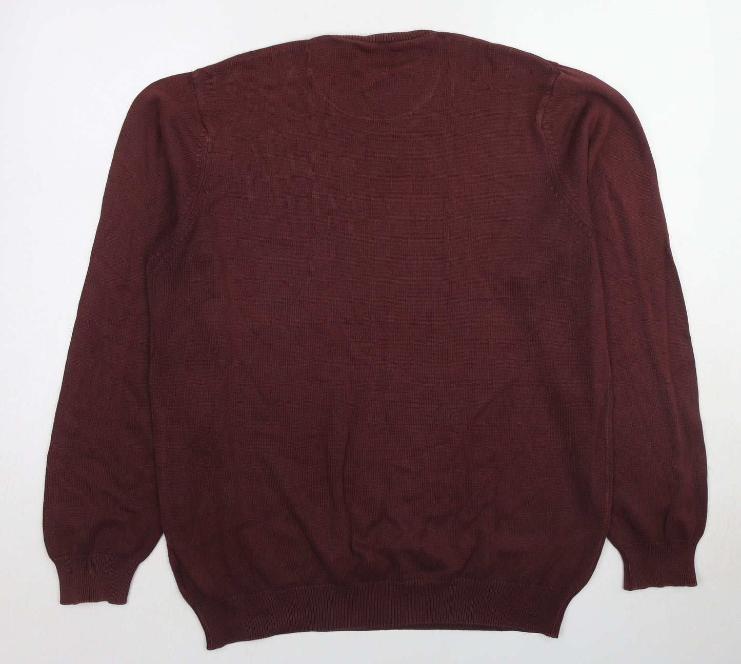 Marks and Spencer Womens Red Round Neck Cotton Pullover Jumper Size L