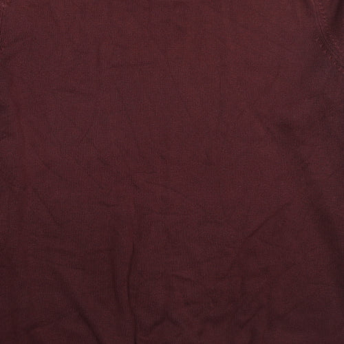 Marks and Spencer Womens Red Round Neck Cotton Pullover Jumper Size L