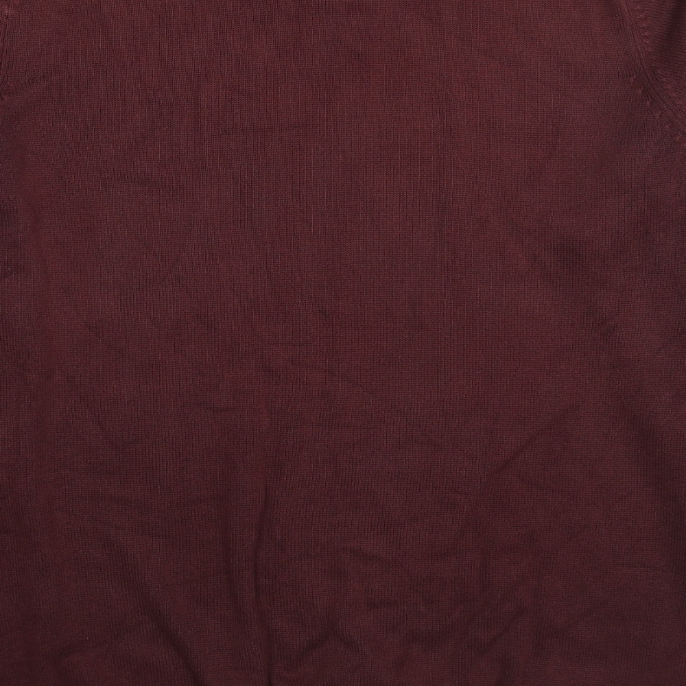 Marks and Spencer Womens Red Round Neck Cotton Pullover Jumper Size L