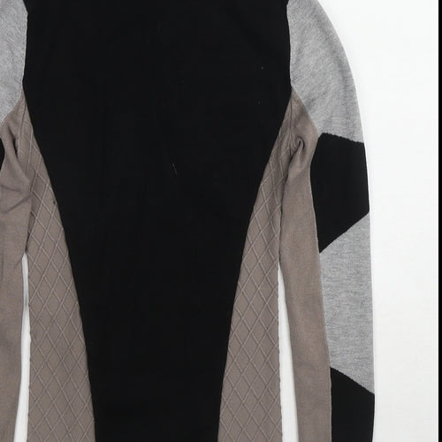 Karen Millen Womens Beige Roll Neck Geometric Polyester Pullover Jumper Size 6