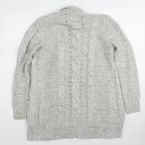 New Look Womens Grey Collared Acrylic Cardigan Jumper Size 10