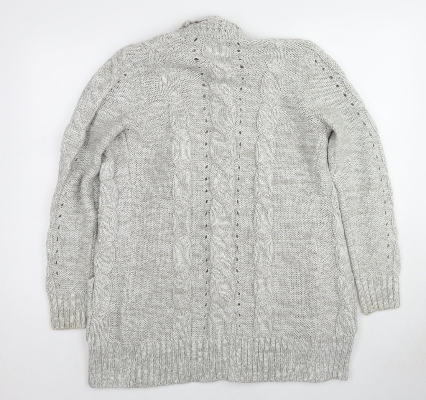 New Look Womens Grey Collared Acrylic Cardigan Jumper Size 10