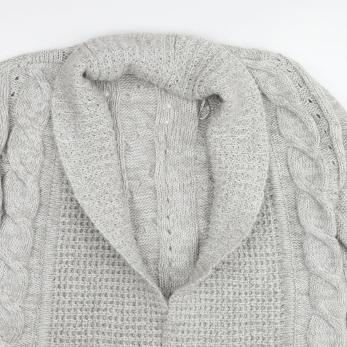 New Look Womens Grey Collared Acrylic Cardigan Jumper Size 10