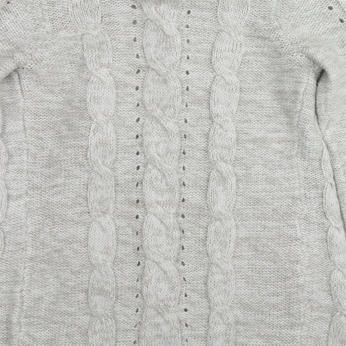 New Look Womens Grey Collared Acrylic Cardigan Jumper Size 10