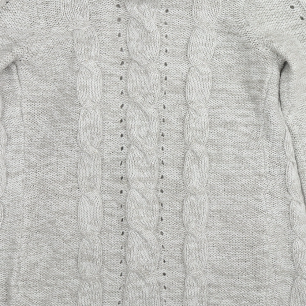 New Look Womens Grey Collared Acrylic Cardigan Jumper Size 10