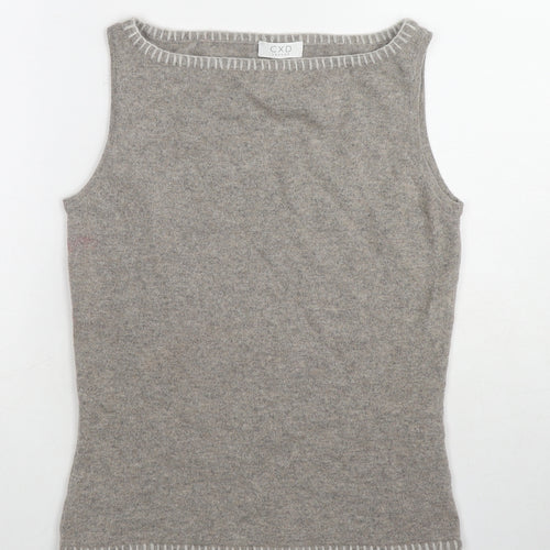 CXD London Womens Brown Boat Neck Cashmere Vest Jumper Size M