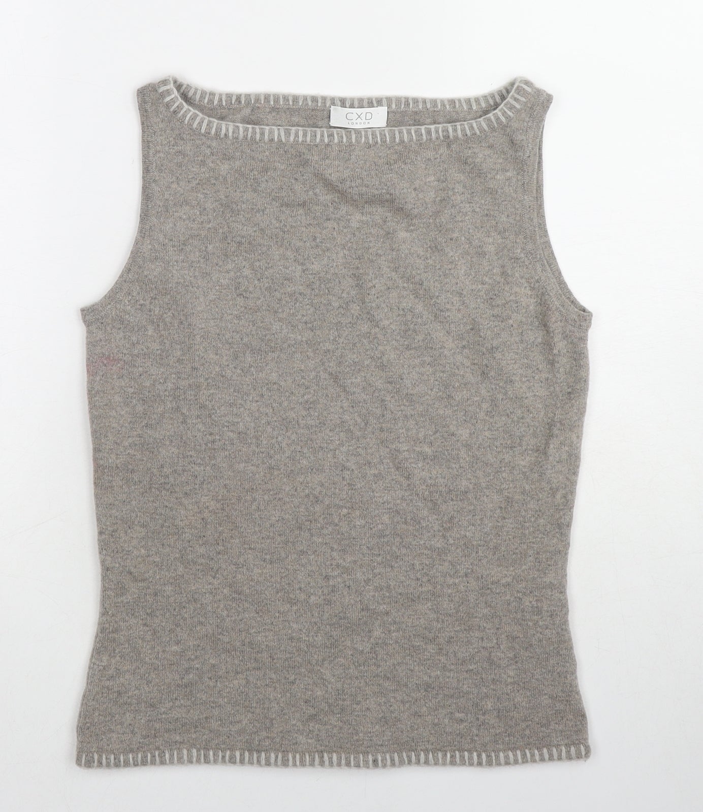 CXD London Womens Brown Boat Neck Cashmere Vest Jumper Size M