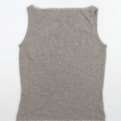 CXD London Womens Brown Boat Neck Cashmere Vest Jumper Size M