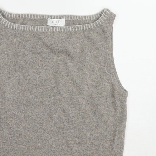 CXD London Womens Brown Boat Neck Cashmere Vest Jumper Size M