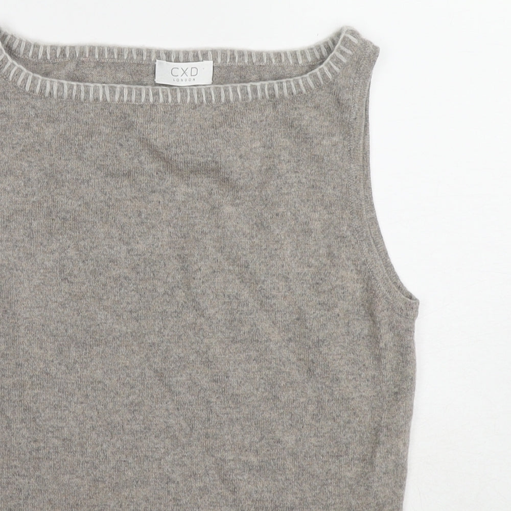 CXD London Womens Brown Boat Neck Cashmere Vest Jumper Size M