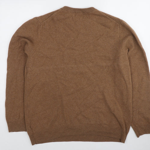 Marks and Spencer Mens Brown Round Neck Wool Pullover Jumper Size 3XL Long Sleeve