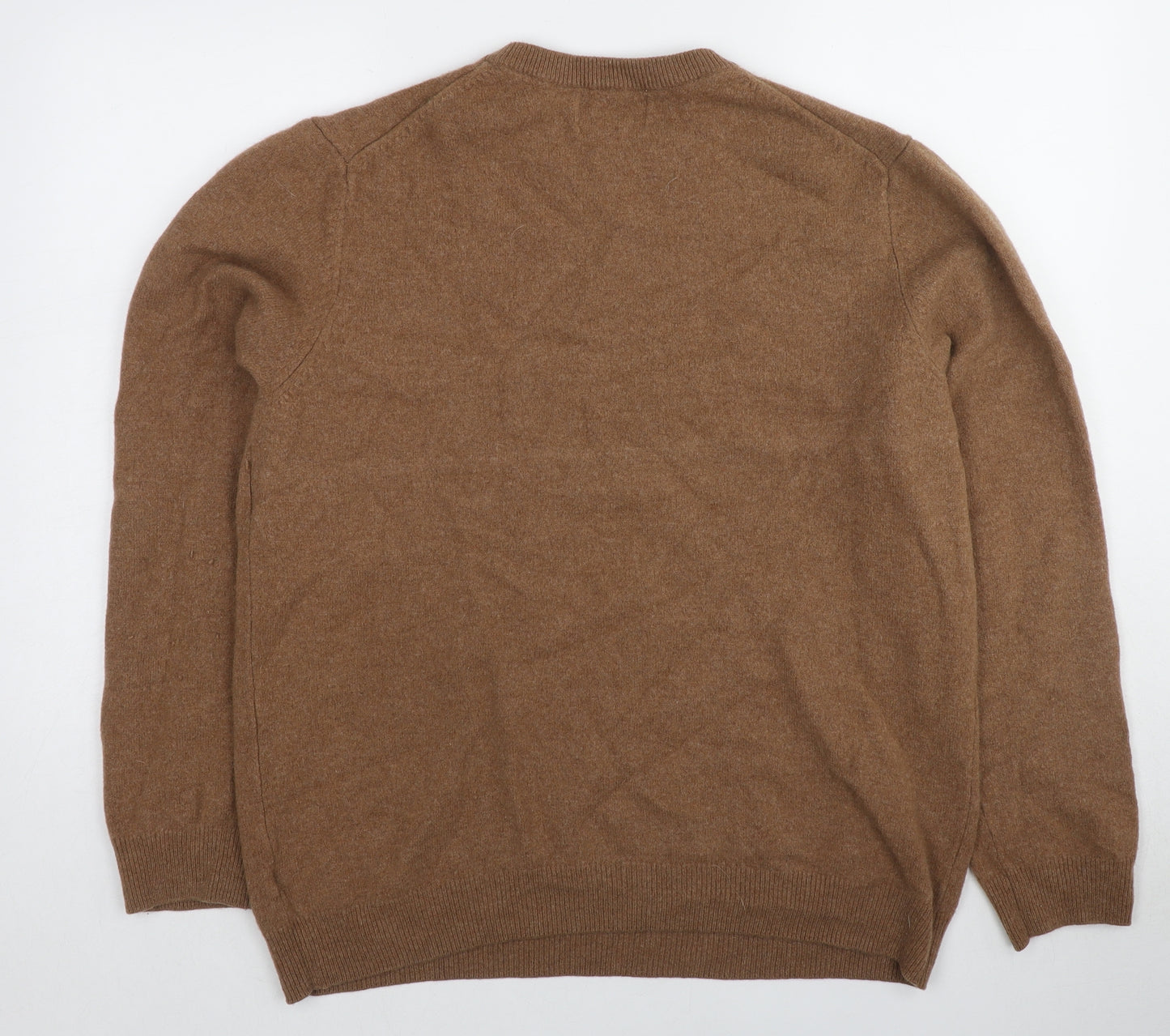Marks and Spencer Mens Brown Round Neck Wool Pullover Jumper Size 3XL Long Sleeve